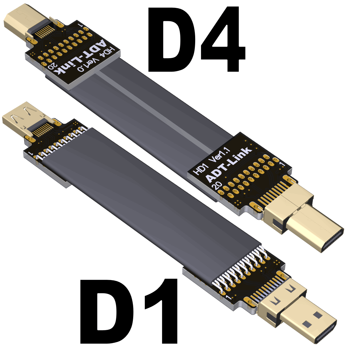 FPC Flexible Flat HDTV Ribbon Cable FPV Micro HDMI Mini HDMI 90 Degree  Connector