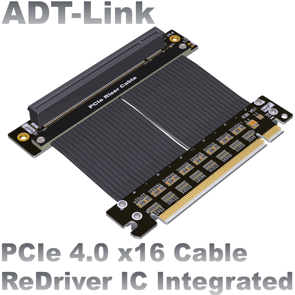 ADT-Link Riser Card Extension de câble Ruban pour Carte Graphique PCI Express 3.0 x1 minière 180 Extension PCI-E Haute Vitesse 1x 16x R11SF 15cm 