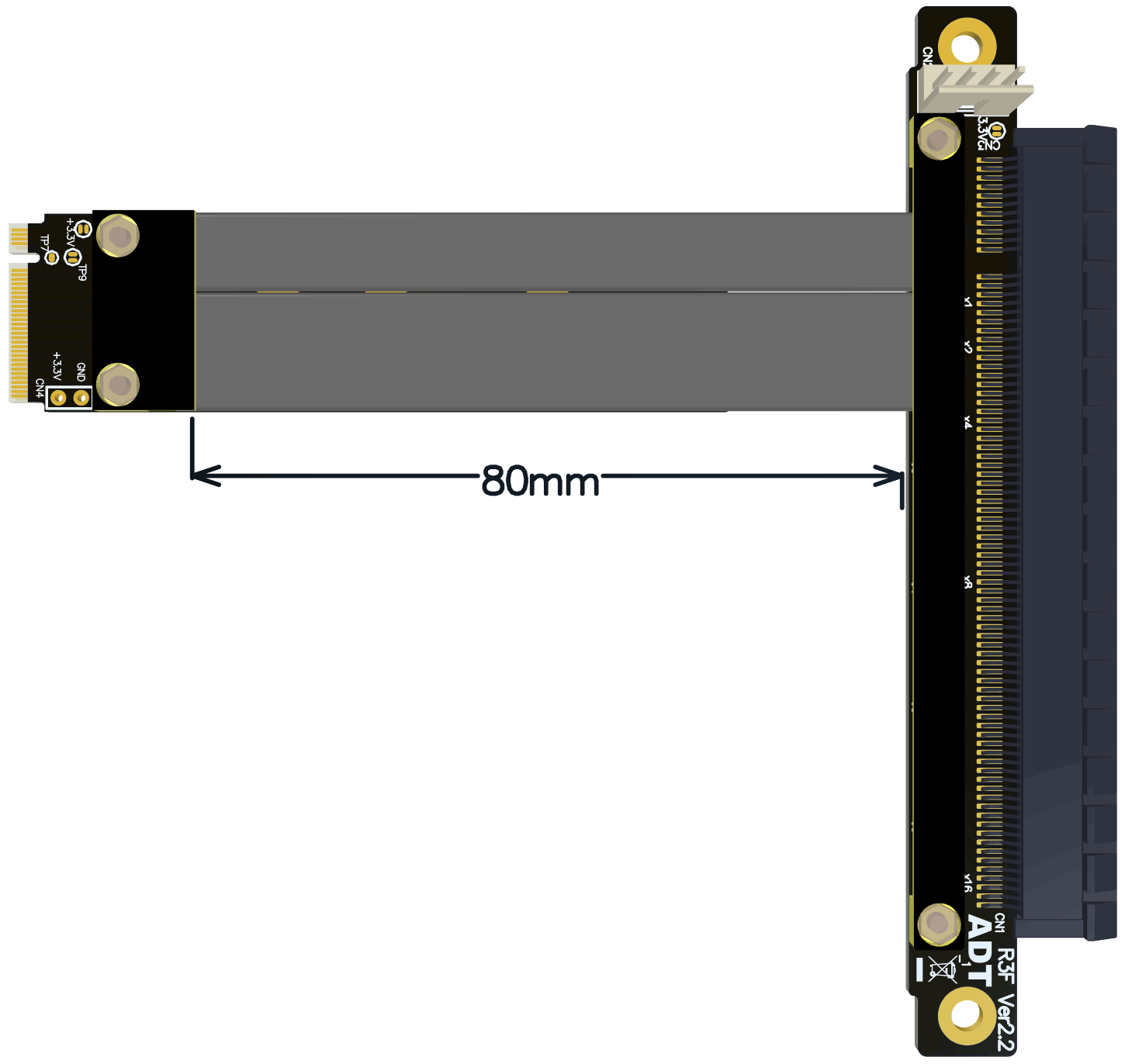 JMT M.2 NVMe To PCIe X16 Extension Cable - 64Gbps Graphics Card Adapter For STX Motherboard